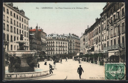 CPA Grenoble, La Place Grenette Et Le Château D`Eau  - Grenoble