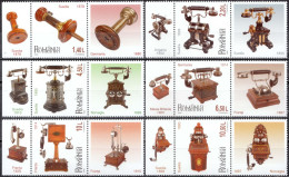 2022, Romania, Romanian Collections, Telephones, 6 Stamps+Label, MNH(**), LPMP 2381 - Ongebruikt