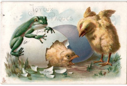 ANIMAUX: Grenouille Et Poussins, Joyeux Pâques - Très Bon état - Autres & Non Classés