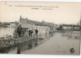 COLOMBES: La Banlieue Parisienne Inondée Crue De Janvier 1910 La Rue Gramme - Très Bon état - Colombes