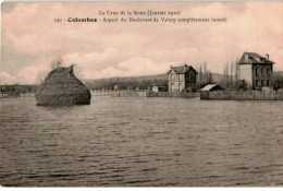 COLOMBES: La Crue De La Seine Janvier 1910 Aspect Du Boulevard De Valmy Complètement Inondé - Très Bon état - Colombes