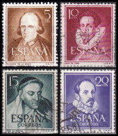 1950 - 1953 - ESPAÑA - LITERATOS - EDIFIL 1071,1072,1073,1074 - SERIE COMPLETA - Usati