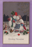 OLD POSTCARD - HAPPY NEW YEAR ' - SNOWMEN COUPLE  - 1943 - Nouvel An