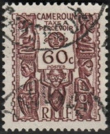 Cameroun Obl. N° Taxe 20 - Statuette Le 60c Brun-lilas - Used Stamps