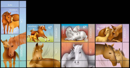 2021, Romania, Horses, Animals, Mammals, 4 Stamps+Label, MNH(**), LPMP 2350 - Ongebruikt