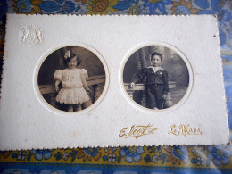 PHOTO  D ART FRERE ET SOEUR PETIT MARIN ROBE MODE Photo E VIOT LE MANS SARTHE - Alte (vor 1900)