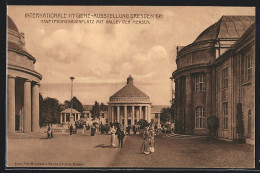 AK Dresden, Intern. Hygiene-Ausstellung 1911, Hauptpromenadenplatz Mit Halle - Der Mensch  - Tentoonstellingen