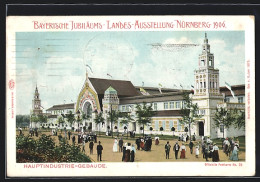 AK Nürnberg, Bayerische Jubiläums-Landes-Ausstellung 1906, Besucher Vor Dem Hauptindustriegebäude  - Tentoonstellingen