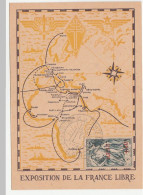 Carte Exposition De La France Libre, Alger, 1947, Avec Timbre Résistance Surchargé - Storia Postale