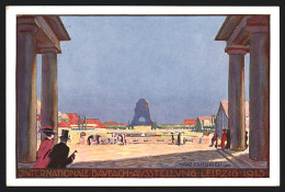Künstler-AK Leipzig, Int. Baufachausstellung 1913, Haupteingang, Strasse Des 18. Oktobers, Ganzsache  - Exhibitions