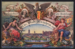 Künstler-AK Ganzsache PP27C90: Mannheim, Jubelfeier Des 300 Jähr. Bestehens 1907  - Postkarten