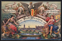 Künstler-AK Ganzsache PP27C90: Mannheim, Jubelfeier Des 300 Jähr. Bestehens 1907, Ansicht Aus Dem 18. Jahrhundert  - Postkarten