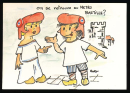 CPSM/CPM 10.5x15 Illustrateur HARI 1789 Histoires De Citoyens 1989 Révolution Sabot "On Se Retrouve Au Métro Bastille?" - Autres & Non Classés