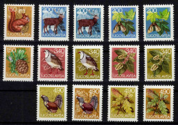 Yugoslavia 1978 New Year Fauna Animals Birds Red Deer Partridge Grouse Flora Sycamore Leaves, Complete Set 14 Value MNH - Neujahr