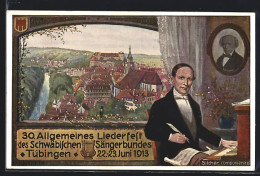 Künstler-AK Ganzsache PP27C186 /03: Tübingen, 30. Allgem. Liederfest Des Schwäb. Sängerbundes 1913, Komponist Silc  - Briefkaarten