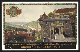 Künstler-AK Tübingen, 30. Allgem. Liederfest 1913, Schlosseingang, Ganzsache  - Briefkaarten