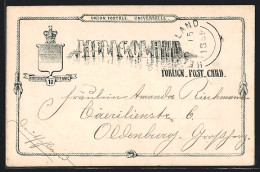 Vorläufer-Lithographie Helgoland, 1888, Namenszug Der Insel In Gestalt Von Felsen, Wappen, Foreign Post-Card  - Helgoland