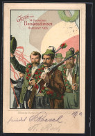 Lithographie Hannover, 14. Deutsches Bundesschiessen 1903, Zug Der Schützen, Ganzsache  - Jacht