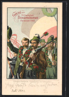 Lithographie Hannover, 14. Deutsches Bundesschiessen 1903, Zug Der Schützen, Ganzsache 5 Pf.  - Chasse