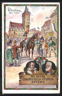 Künstler-AK Würzburg, Jahrhundertfeier 1814-1914, 100 Jahre Zugehörigkeit Zum Königreich Bayern, Ganzsache Bayern  - Tarjetas