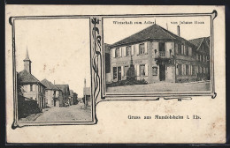 CPA Mundolsheim I. Els, Gasthaus Zum Adler Von Johann Haas, Vue De La Rue  - Autres & Non Classés