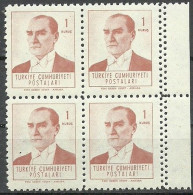Turkey; 1961 Regular Stamp 1 K. ERROR "Double Perf." - Ungebraucht