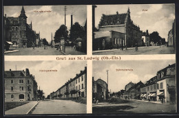 CPA St. Ludwig /Ob.-Els., Post, Rue De La Gare, Hüningerstrasse  - Autres & Non Classés