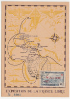Carte Exposition De La France Libre, Alger, 1947, Avec Timbre Aviation Surchargé - Briefe U. Dokumente