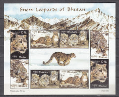 BHUTAN, 2001, Snow Leopard Of Bhutan, MS,  MNH, (**) - Bhutan