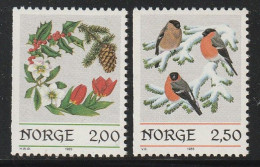 NORVEGE - N°894/5 ** (1985) Oiseaux+fleurs - Nuevos