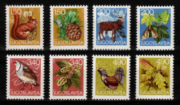 Yugoslavia 1978 New Year Fauna Animals Birds Red Deer Partridge Grouse Flora Sycamore Leaves, Set MNH - Nuovi