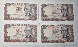 4x SEQUENTIAL NUMBER SPAIN BANKNOTE 100 PESETAS 1970 UNC BILLETE ESPAÑA 4 CONSECUTIVOS *COMPRAS MULTIPLES CONSULTAR* - 100 Pesetas