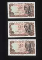 3x SEQUENTIAL NUMBER SPAIN BANKNOTE 100 PESETAS 1970 UNC BILLETE ESPAÑA TRIO CONSECUTIVO *COMPRAS MULTIPLES CONSULTAR* - 100 Pesetas
