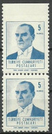 Turkey; 1961 Regular Stamp 5 K. ERROR "Imperf. Edge" - Ongebruikt