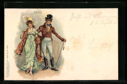 Lithographie Ein Ehepaar Im Biedermeier-Stil, 1800  - Autres & Non Classés