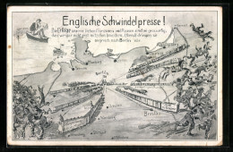 AK Englische Schwindelpresse, Gefangenentransporte Aus Berlin, Propaganda 1. Weltkrieg  - Guerre 1914-18