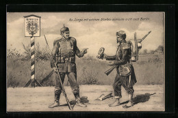 AK Soldat An Der Deutschen Grenze Mit Franzosem  - Guerre 1914-18