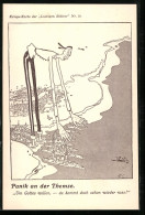 Künstler-AK Panik An Der Themse, Engländer Fürchten Deutschen Angriff  - War 1914-18