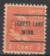 USA Precancel Vorausentwertungen Preo Locals Minnesota, Forest Lake 713 - Préoblitérés