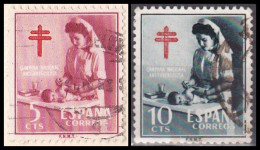 1953 - ESPAÑA - PRO TUBERCULOSOS - ENFERMERA PUERICULTORA - EDIFIL 1121,1122 - LOTE 2 SELLOS - Used Stamps