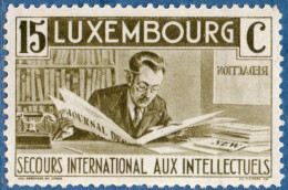 Luxemburg 1935 15 C, Journalist Reading Newspaper, International Aid Emigrated Scientists 1 Value MH - Autres & Non Classés