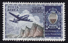 1954 San Marino, Posta Aerea N. 112, 1000 Lire Azzuro E Viola - MNH** - Corréo Aéreo