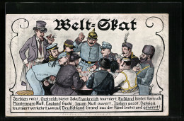 Künstler-AK Soldaten Beim Welt-Skat  - War 1914-18