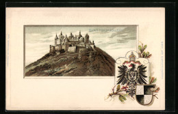 Passepartout-Lithographie Burg Hohenzollern, Wappen  - Other & Unclassified