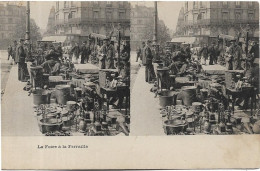 Carte Stéréoscopique PARIS La Foire à La Ferraille - Cartoline Stereoscopiche
