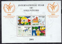 BHUTAN, 2001, International Year Of Volunteers,  MS,  MNH, (**) - Bhután