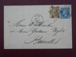 FRANCE   BELLE  LETTRE RR  1866 ETOILE DE PARIS N°2  A  BRUXELLES  BELGIQUE +AFF. INTERESSANT+DP5 - 1849-1876: Période Classique
