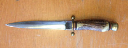 Dague (corne, Laiton) Avec Un Drapeau Autrichien (ou Letton). (H130) SOLINGEN ROSTFREI JUL.YERBERTZ - Knives/Swords