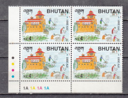 BHUTAN, 2001, International Year Of Volunteers, 1 V Block Of 4, MNH, (**) - Bhoutan