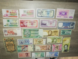 LOT DE 23 BILLETS DU MONDE TOUS DIFFERENTS - Lots & Kiloware - Banknotes